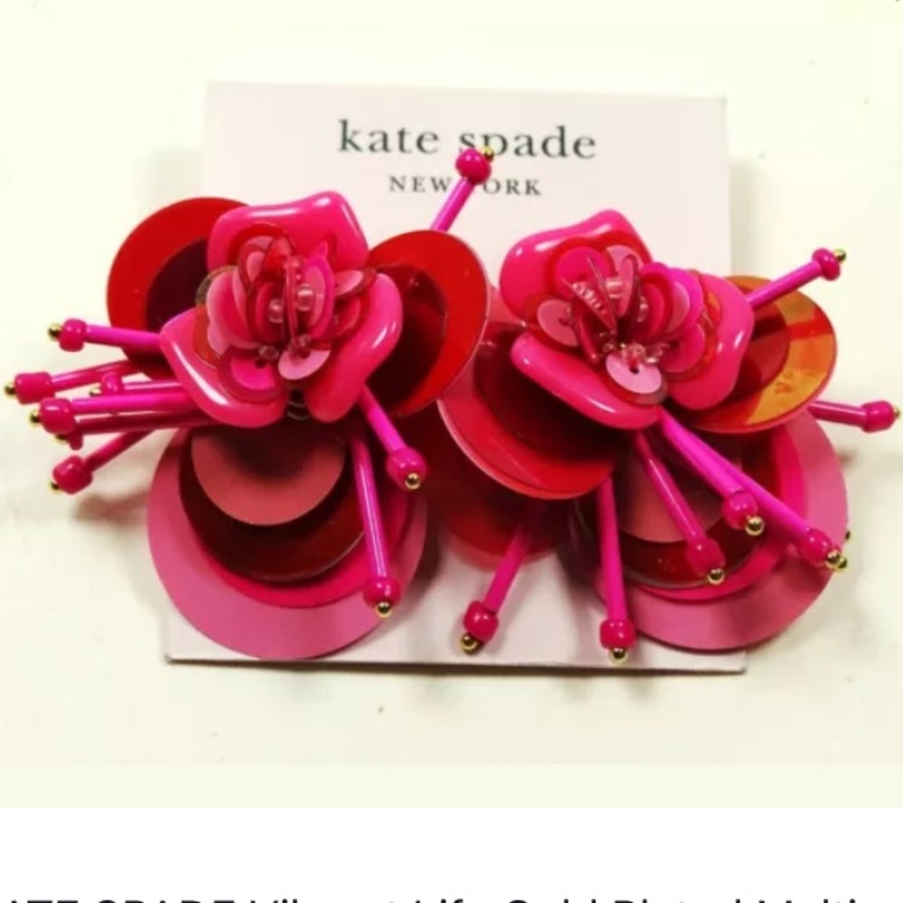 🌺Kate spade bright pink sequin flower earrings🌺